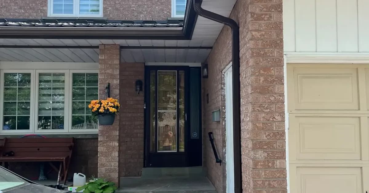 Front door weather sealing on a home in Aurora, Ontario